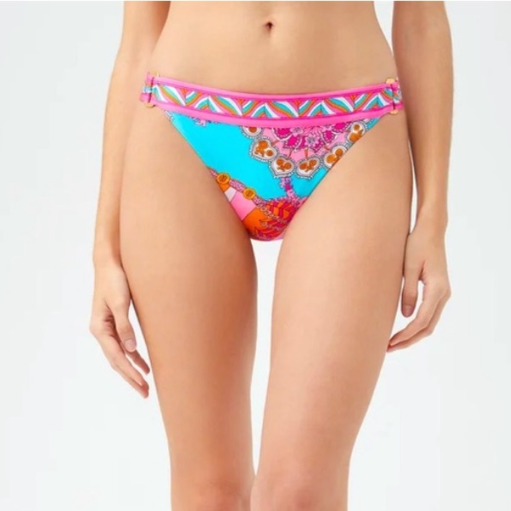 NWT TRINA TURK WOMEN'S MEILANI SHIRRED RING HIPSTER SWIM BOTTOM